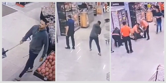 Homem diz que atacou gerente de supermercado com pá para defender a esposa