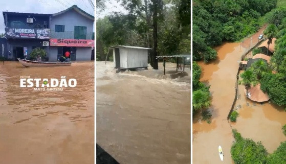 Chuvas causam inundações em mais três cidades; ponto turístico de MT fica embaixo d’água