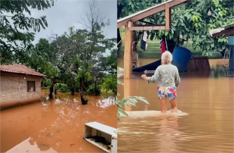 Rio Paraguai sobe e atinge 68 casas em cidade de MT; vídeos