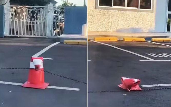 Cones de trânsito derretem em cidade do RS durante onda de calor; veja imagem