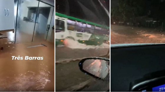 Temporal transforma ruas e avenidas de Cuiabá em rios; veja vídeos