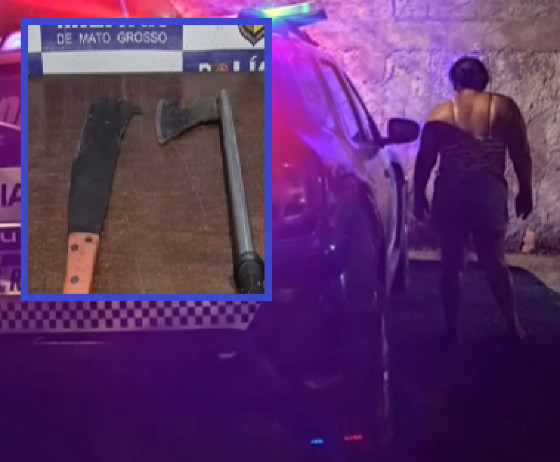 Sem aceitar o término, mulher invade bar e casa do ex e quebra tudo com uma machadinha