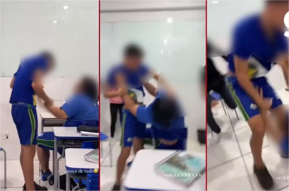 Mãe faz denúncia à polícia após filho ser agredido por aluno dentro de sala de aula em MT; vídeo