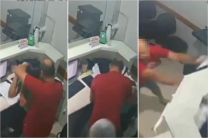 Homem é filmado assediando recepcionista e quebrando hospital em MT