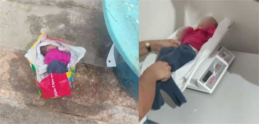 Bebê recém-nascida é abandonada dentro de sacola embaixo de lixeira em Cuiabá