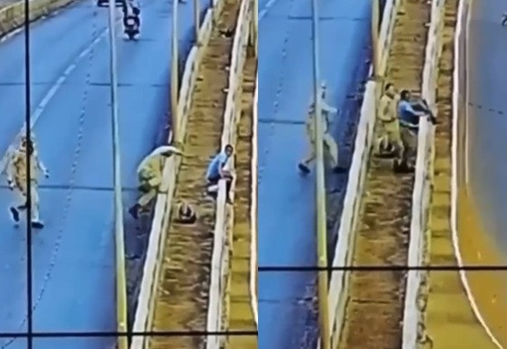 Bombeiros impedem homem de pular de viaduto em Cuiabá