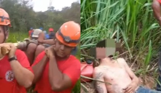 Vídeo: Bombeiros resgatam homem que ficou desaparecido três dias em área de mata