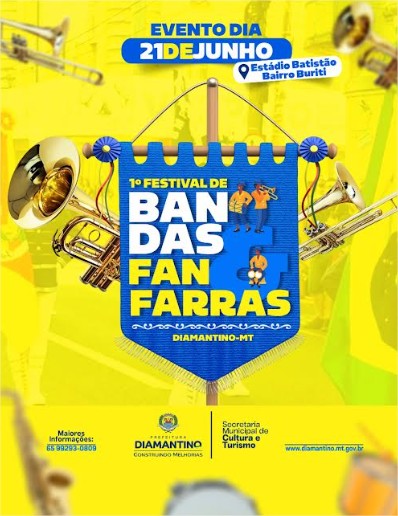 Diamantino realizará o 1º Festival de Bandas e Fanfarras da sua história