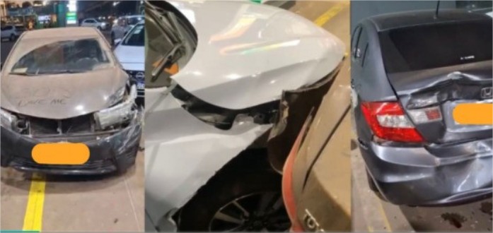 Vídeo mostra motorista ‘confuso’ colidindo com outros veículos em posto; veja