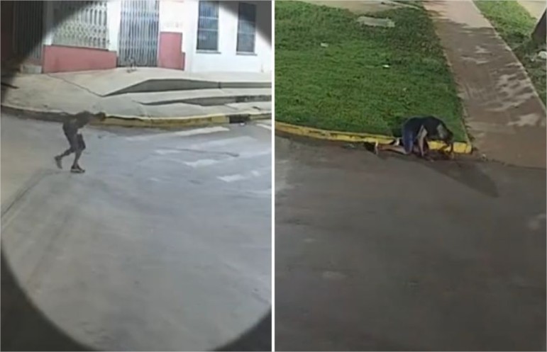Vídeo mostra vítima de facada correndo por rua atrás de socorro