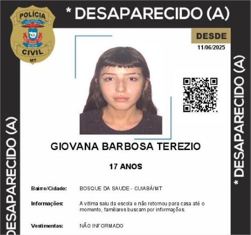 Família procura adolescente que desapareceu após sair do trabalho em Cuiabá