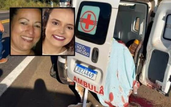 Enfermeiras de MT morrem em acidente entre ambulância e carreta
