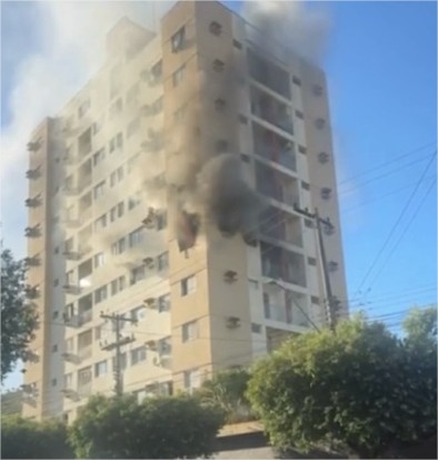 Vídeo: Incêndio atinge apartamento e torre é evacuada por bombeiros em MT