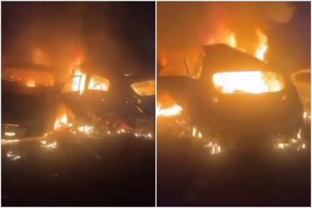 Vídeo: Duas pessoas morrem carbonizadas após carro bater e pegar fogo; imagens fortes