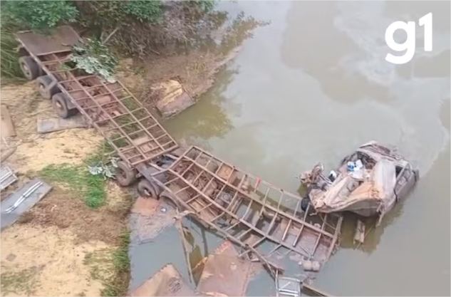 Motorista é encontrado morto em rio após carreta despencar de ponte em MT