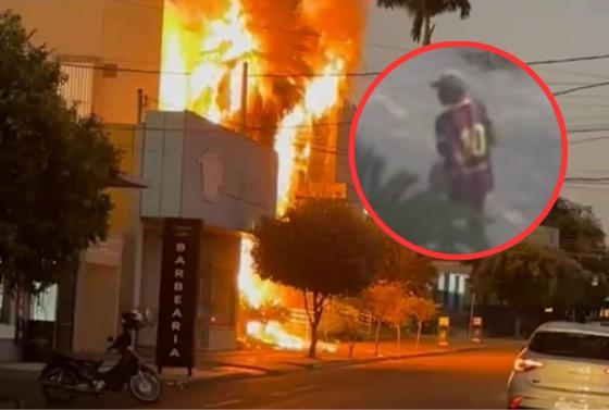 Câmera flagra homem ateando fogo em cartório de Rondonópolis; veja