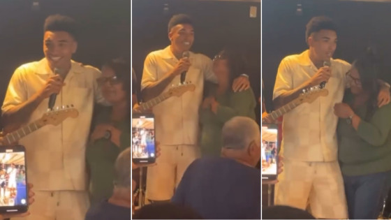 De férias em Cuiabá, Igor Jesus canta lambadão ao lado da mãe; vídeo