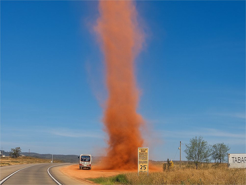 Redemoinho impressiona motoristas nas proximidades da Serra de São Vicente; veja vídeo