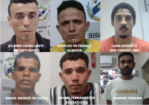 Polícia caça assassino do Shopping Popular, feminicida, sequestrador e outros três que fugiram de penitenciária em MT; veja nomes