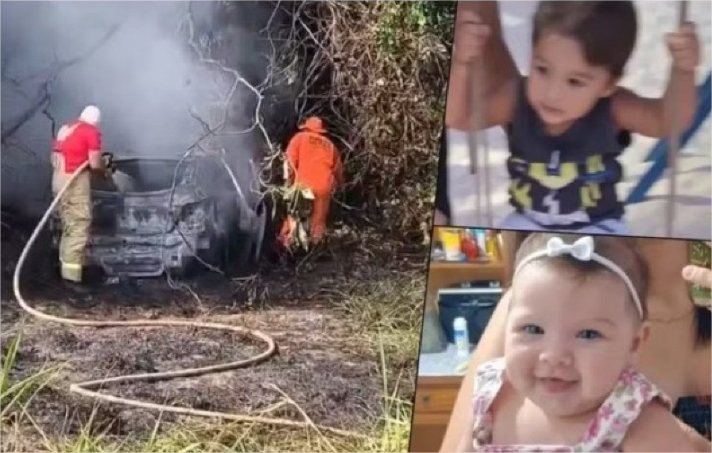Bebês morrem após carro sair da pista e pegar fogo; adultos sobreviveram