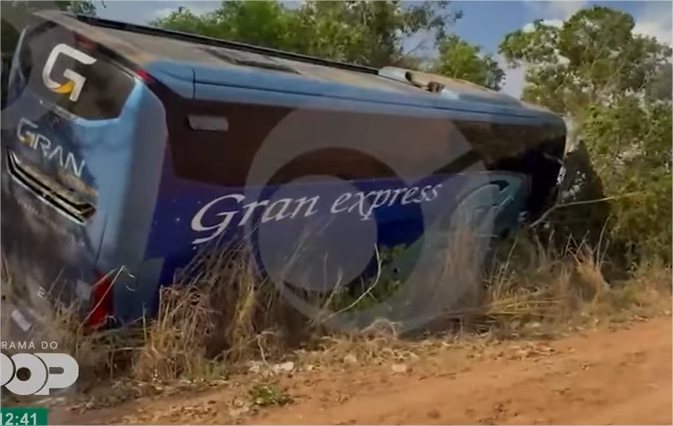 Vídeo: Ônibus de viagem sai da pista e bate em árvores em rodovia de MT