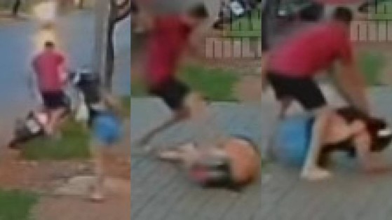 Empresário agride ex-companheira no meio da rua e foge após ataque; veja vídeo
