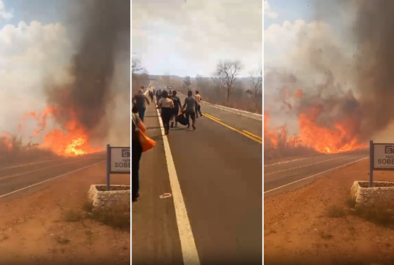 Funcionários do Malai Manso passam sufoco com chamas perto de ônibus; veja vídeo