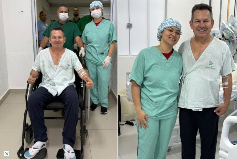 Virginia Mendes publica fotos de Mauro em pé e agradece por ‘milagre’