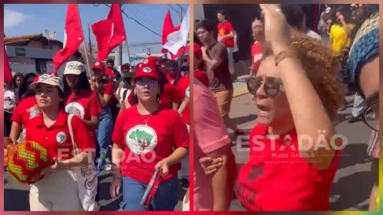 Em Cuiabá, grupo de vermelho protesta contra projeto de anistia