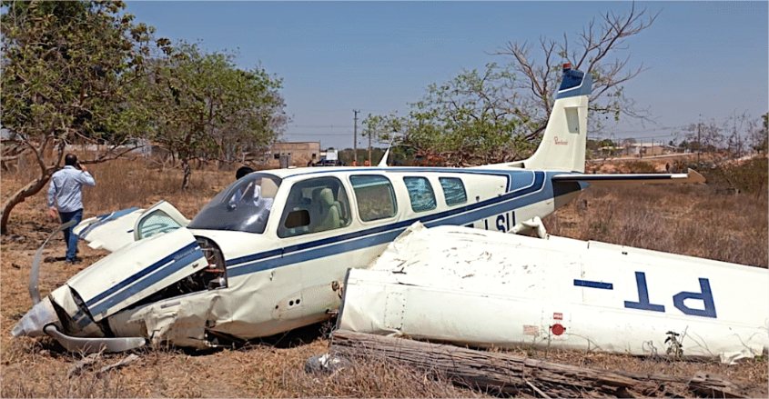 Avião com grávida a bordo cai em pista de aeródromo em MT