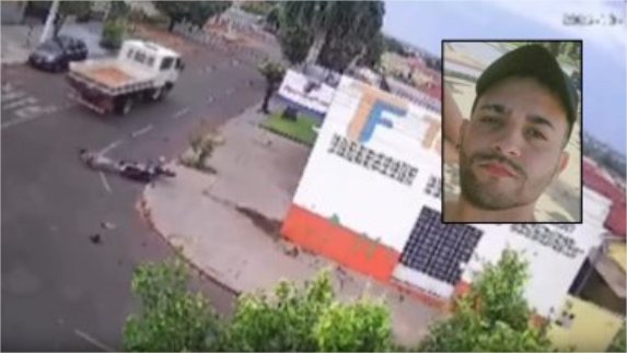 Vídeo flagra morte de motociclista em choque com caminhão em MT