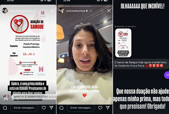 Ana Castela pede doações de sangue para prima grávida em Cuiabá; veja como ajudar