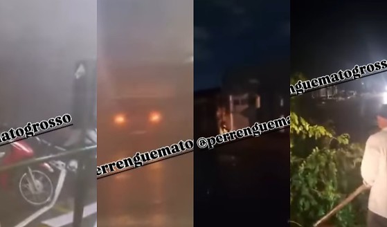 Chuva com ventania forte causa apagão e caos em Várzea Grande nesta quarta; Vídeo