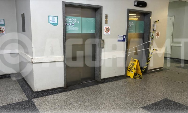 Seis pessoas ficam presas em elevador que despencou em hospital de Rondonópolis