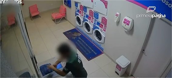 Vídeo mostra suspeito furtando lavanderia pela 3ª vez em Várzea Grande