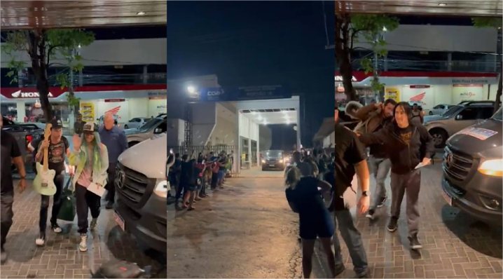 Chegada do Guns N’ Roses agita fãs em Cuiabá com comboio e surpresa em hotel; vídeo
