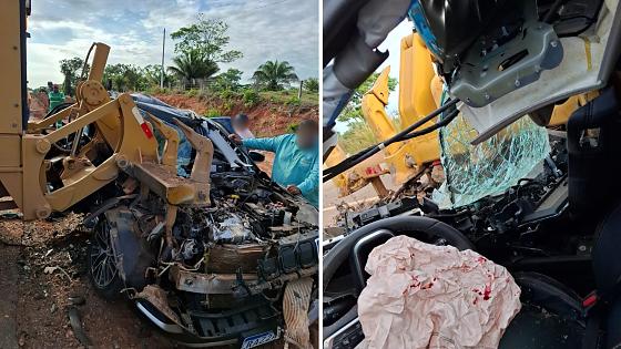 Professora de MT sobrevive a grave acidente com motoniveladora