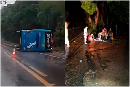 Ônibus que saiu de MT capota em Goiás; 3 mortos e 35 feridos