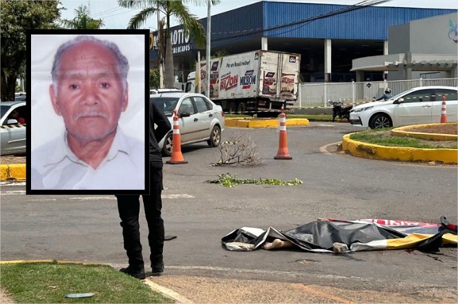 Vídeo mostra momento em que idoso cai e é atropelado por caminhão em MT (imagens fortes)