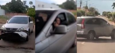 Mulher usa carro para destruir loja e casa da mãe do ex-companheiro