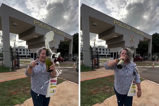 Professora da Unemat estoura champanhe na porta PF onde Bolsonaro está preso