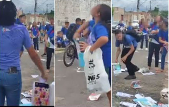 Vídeo: Estudantes de Cuiabá rasgam livros de escola; Seduc convoca pais