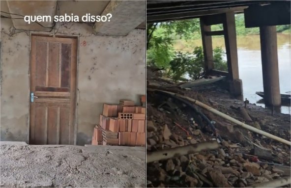 Pescador viraliza ao mostrar ‘casas’ construídas sob ponte do rio Cuiabá: “Tem suítes e apartamentos”; veja vídeo