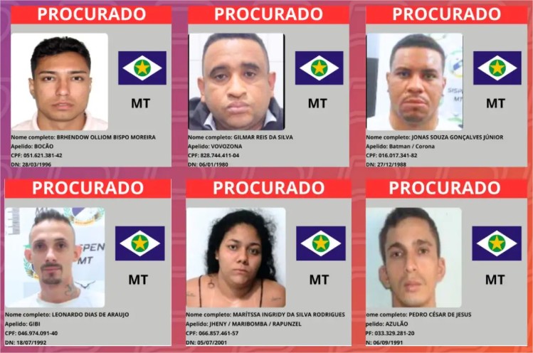 Bocão, Vovozona e Rapunzel: Veja quem são os criminosos mais procurados de MT
