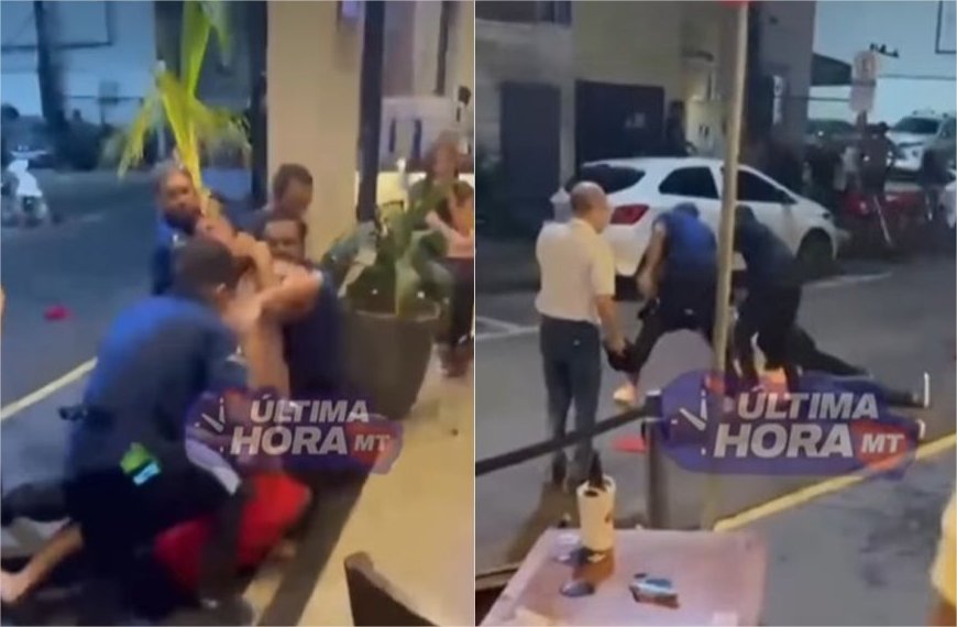 Seguranças e clientes trocam socos e mata-leão na Praça Popular
