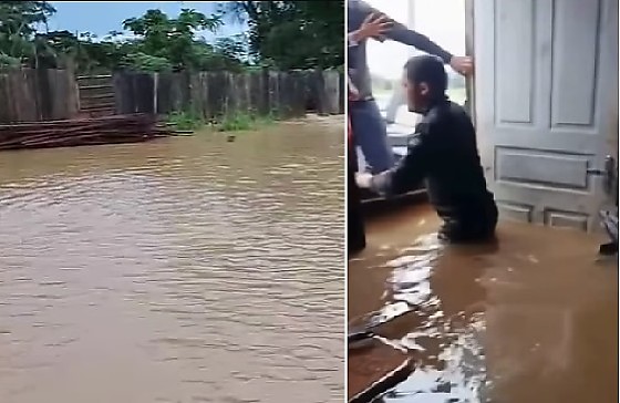 Chuvas fortes alagam ruas e invadem casas em Colniza; veja vídeos