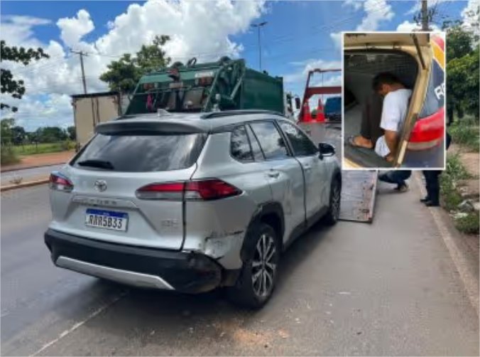 Criminoso rouba Corolla Cross em VG e acaba preso após colidir em outro carro em Cuiabá
