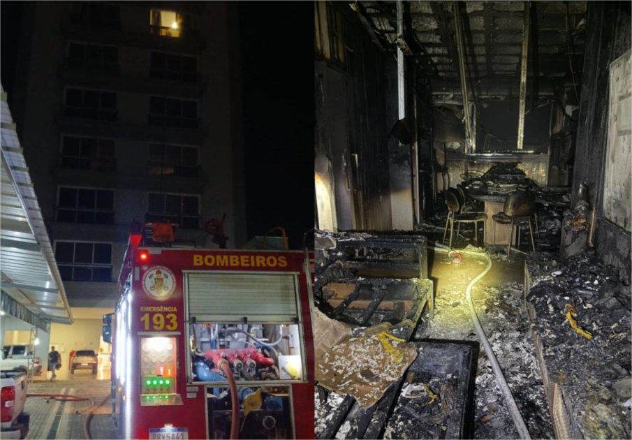 Homem joga álcool na esposa, no apartamento e ateia fogo; ela foi resgatada