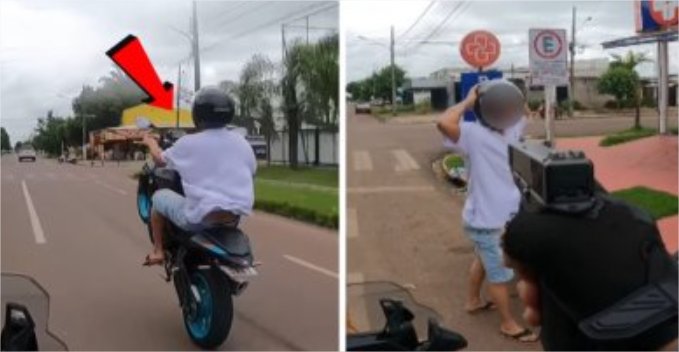 Vídeo: Exibicionista desafia PM e empina moto durante fuga em MT; veja a perseguição
