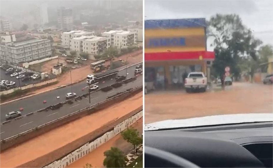 Temporal provoca acidente, alagamentos e lama em vias de Cuiabá; vídeo
